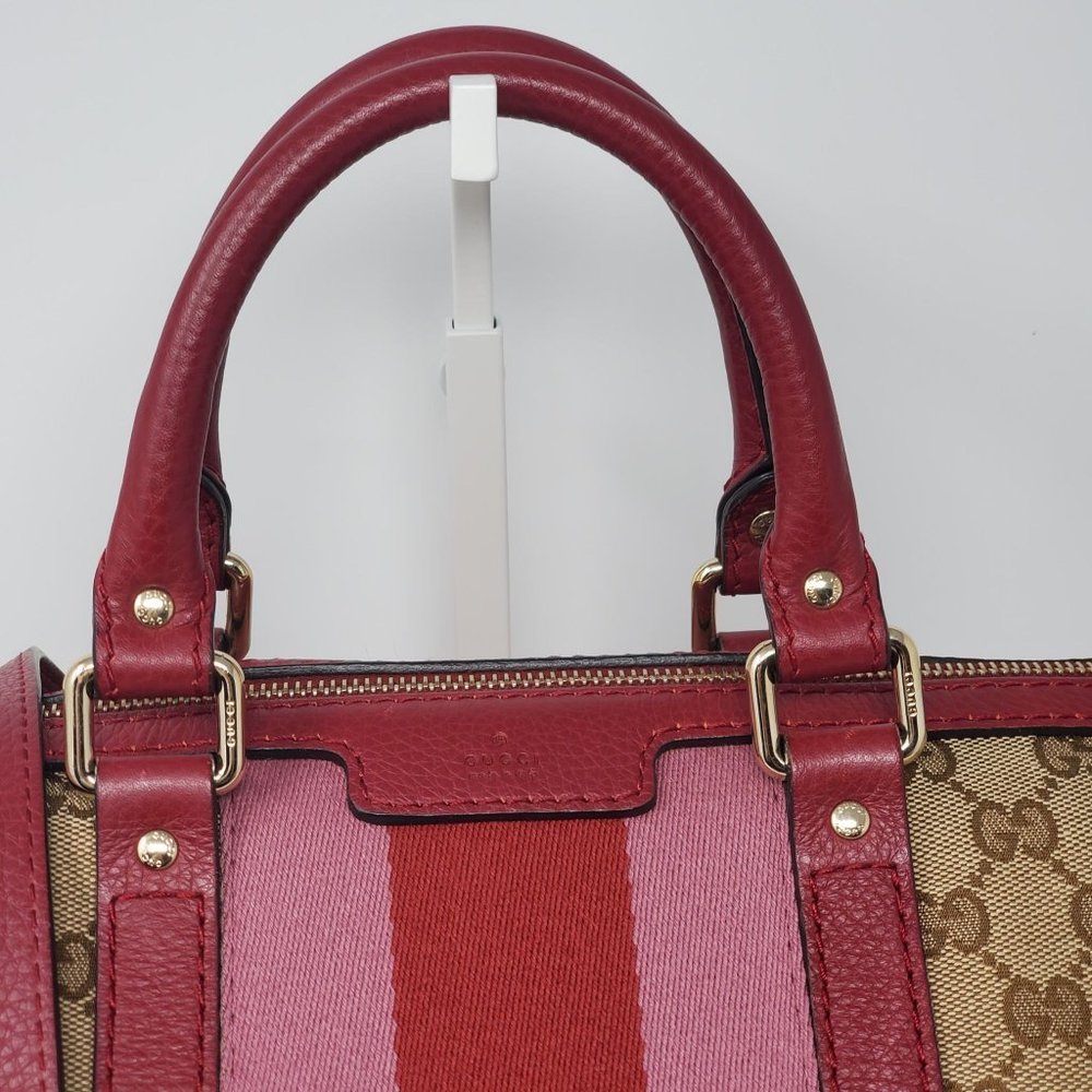 100% Auth Gucci Canvas Vintage Boston Satchel Bag - Picture 9 of 15